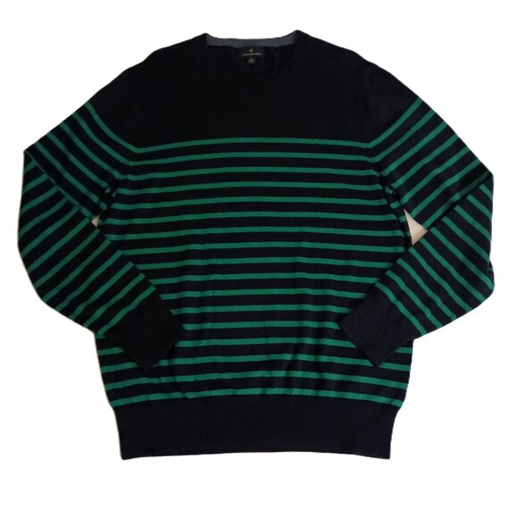 Brooks Brothers Other - Brooks Brothers Men’s 100% Cotton Green Blue Stripe Sweater Size L EUC